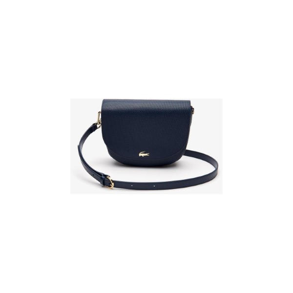 LACOSTE-Women s Chantaco Piqué Leather Flap Round Shoulder Bag