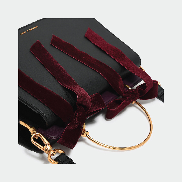 VELVET BOW DETAIL HANDBAG