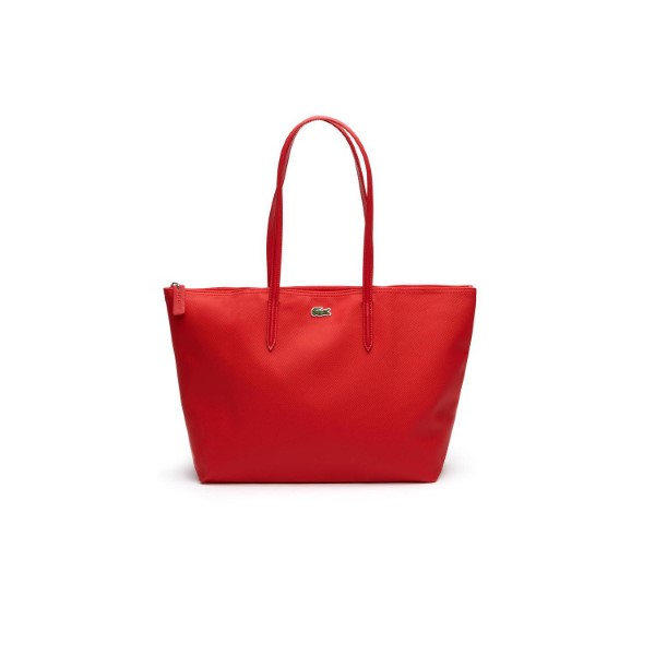 LACOSTE-Women s L.12.12 Concept Petit Piqué Large Zip Tote Bag (HIGH RISK RED)