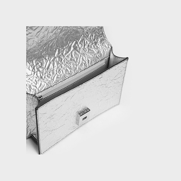 CHARLES & KEITH SINGLE CHAIN HANDLE PUSH LOCK BAG (SILVER)