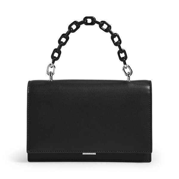 CHARLES & KEITH SINGLE CHAIN HANDLE PUSH LOCK BAG (BLACK)