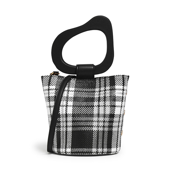 CHARLES & KEITH SCULPTURAL HANDLE WOVEN BUCKET BAG