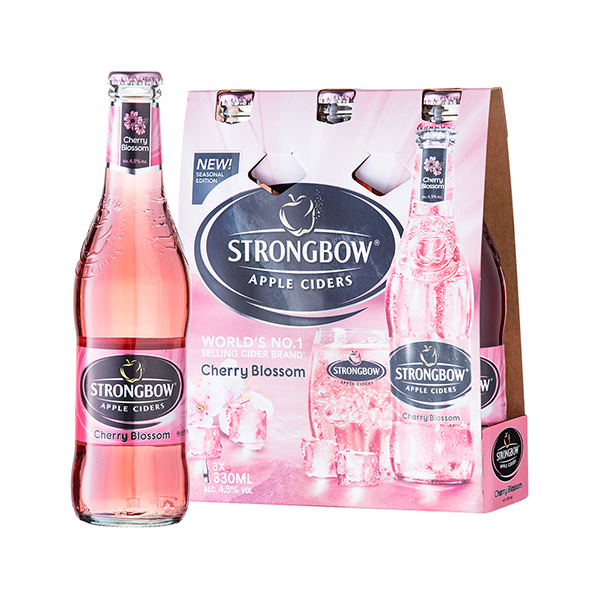 STRONGBOW CHERRY BLOSSOM APPLE CIDERS 0.33 L X 3