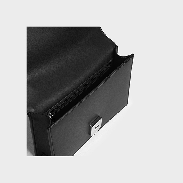 CHARLES & KEITH SINGLE CHAIN HANDLE PUSH LOCK BAG (BLACK)