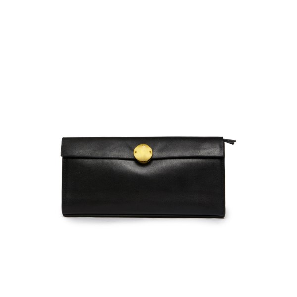 PAZZION-S1028 BLACK FRONT FLAP CLUTCH
