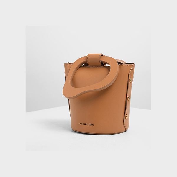 CHARLES & KEITH SCULPTURAL HANDLE BUCKET BAG