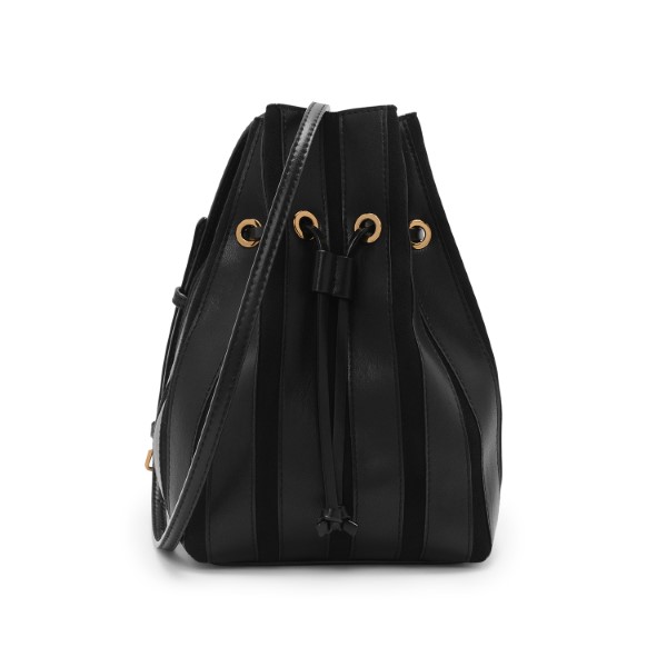 CHARLES & KEITH-PANEL DETAIL DRAWSTRING BAG_BLACK