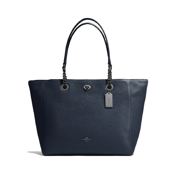 COACH_TURNLOCK CHAIN TOTE IN POLISHED PEBBLE LEATHER