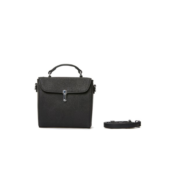 PAZZION-2208 BLACK LEATHER BUCKET BAG