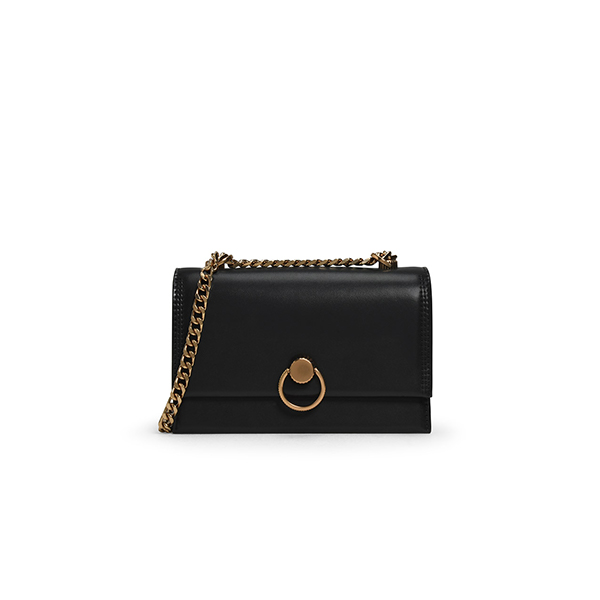 CHARLES & KEITH CHAIN & STRAP PUSH LOCK SHOULDER BAG (BLACK)