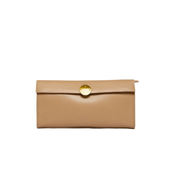 PAZZION-S1028 ALMOND FRONT FLAP CLUTCH