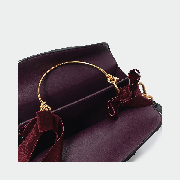 VELVET BOW DETAIL HANDBAG