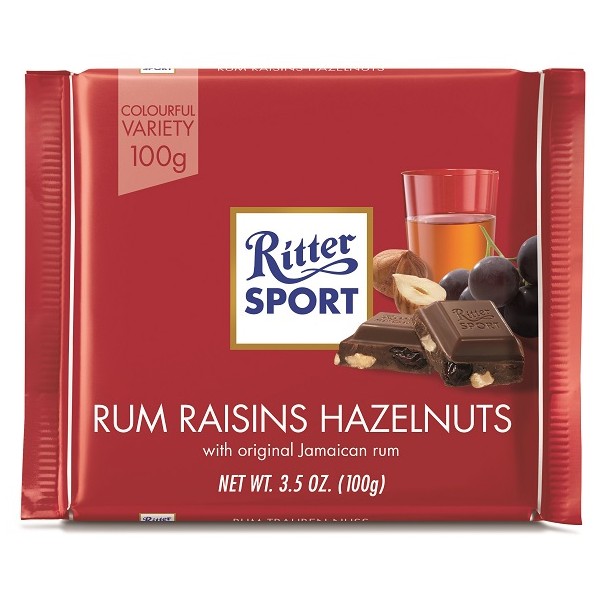 Ritter Sport Rum Raisins Hazelnuts 8x12x100g (129)