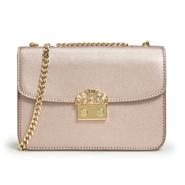 CHARLES & KEITH EMBELLISHED PUSH LOCK CLUTCH (ROSE GOLD)