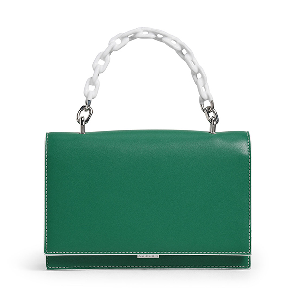 CHARLES & KEITH SINGLE CHAIN HANDLE PUSH LOCK BAG (GREEN)