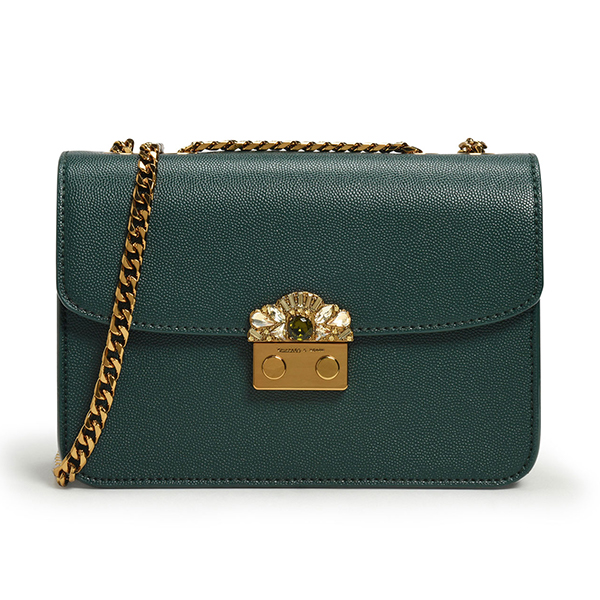 CHARLES & KEITH EMBELLISHED PUSH LOCK CLUTCH (GREEN)